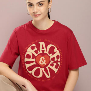 DILLINGER Women Graphic Printed Embossed Oversized T-shirt