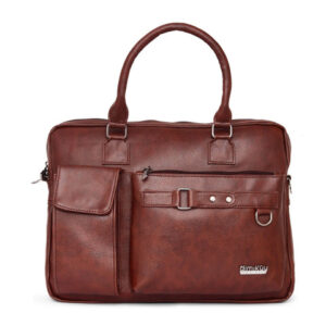 DIMIKUU Men Textured Leather Laptop Bag