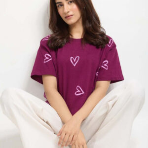 DKY Graphic Printed Drop-Shoulder Sleeves Oversized Pure Cotton T-shirt