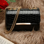 DressBerry Black Croco Textured Structured Clutches