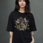 DressBerry Graphic Printed Round Neck Drop-Shoulder Sleeves Oversized Cotton T-shirt