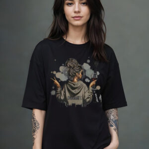 DressBerry Graphic Printed Round Neck Drop-Shoulder Sleeves Oversized Cotton T-shirt