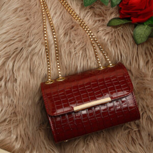 DressBerry Maroon Croco Textured Clutches