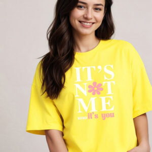 DressBerry Women Typography Printed Round Neck Cotton Oversized T-shirt