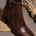 El Paso Brown High-Top Block Heeled Boots