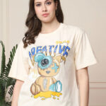 Fabflee Women Relaxed Fit Graphic Printed T-shirt