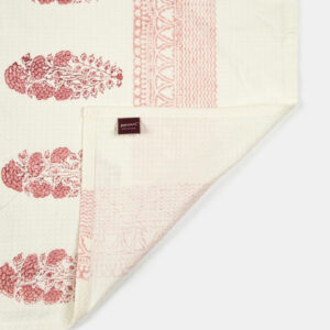 Fabindia Pink & White Printed 550 GSM Cotton Hand Towels