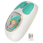 Fingers Happy White and Teal CuteClicks WB4 Wireless Mouse with RGB Lights