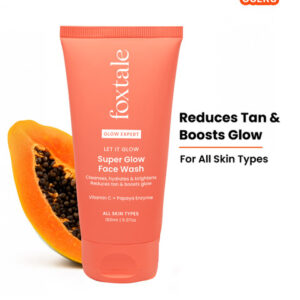 FoxTale Vitamin C Super Glow De-Tan Face Wash with Papaya Enzyme to Gently Exfoliate 150ml