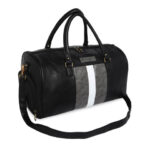 FUR JADEN Black Colourblocked Vegan Leather Duffel Bag With Shoe Pocket