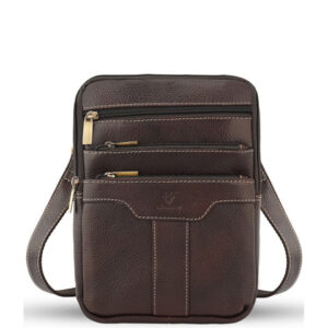 Goatter Unisex Textured Crossbody Zip Detail Leather Sling Bag