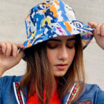Hair Drama Co. Women Abstract Print Blue & White Cotton Bucket Hat