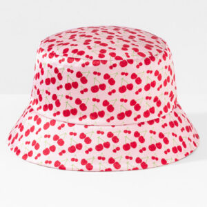 Hair Drama Co. Women Cherry Print Silk Satin Beach Floppy Bucket Hat