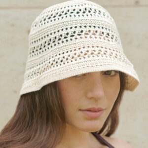 Hair Drama Co. Women Handmade Crochet Floppy Bucket Hat for Summer Wear Off White