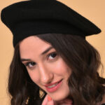 HAUTE SAUCE Women Black Solid Vintage French Beret Hat