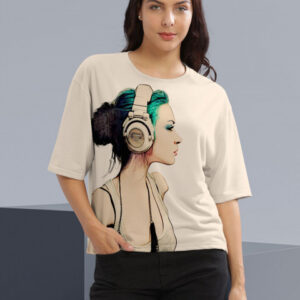 HELLCAT Women Graphic Printed Round Neck Cotton Oversized T-Shirt