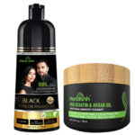 Herbishh Set Of 2 Hair Color Shampoo - Black & Argan Hair Mask 200 g Each