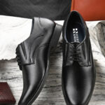 HERE&NOW Men Black Round Toe Formal Derbys