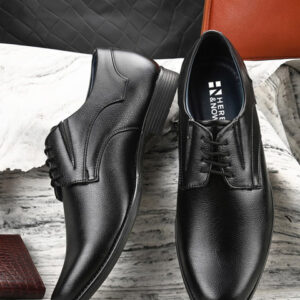 HERE&NOW Men Black Round Toe Formal Derbys