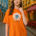 HERE&NOW Women Bio Finish Floral Printed Round Neck Cotton Relaxed Fit T-shirt