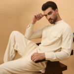 House of Pataudi Mandarin Collar Neck Pathani Kurta With Pyjamas