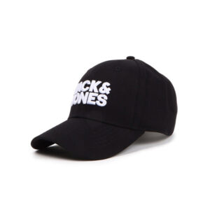 Jack & Jones Men Black & White Printed Pure Cotton Baseball Cap