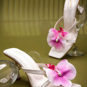 JM Looks Women Embellished Strappy Kitten Sandals Flower and Pearl Detail