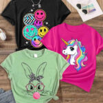 KEESOR Girls pack of 3 Printed Cotton Tshirts