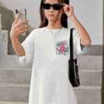 KEESOR Girls Printed Drop-Shoulder Sleeves Oversized Cotton T-shirt