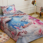 KLOTTHE White Cartoon Characters Polycotton Regular 300 TC Single Fine Bedsheets