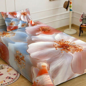 KLOTTHE White Floral Polycotton Regular 300 TC Single Superfine Bedsheets