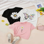 Knit Vey Girls Pack Of 3 Printed Rounc Neck Short Sleeves Cotton T-shirt
