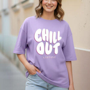 Leotude Women Typography Printed Drop-Shoulder Sleeves T-shirt