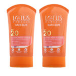 Lotus Herbals Set Of 2 Safe Sun SPF 20 Sunscreen Cream With Berry - 50 g Each
