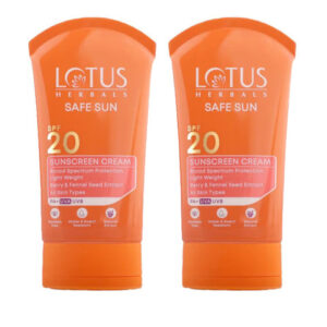 Lotus Herbals Set Of 2 Safe Sun SPF 20 Sunscreen Cream With Berry - 50 g Each