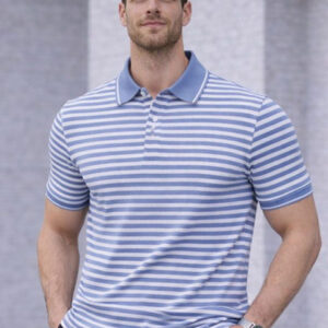 MACK JONNEY Men Striped Polo Collar T-shirt