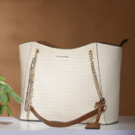 Mast & Harbour Textured Structured Tote Bag with Tasselled