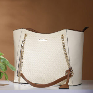 Mast & Harbour Textured Structured Tote Bag with Tasselled