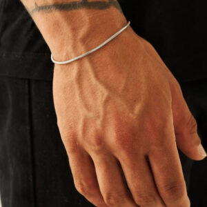 MILLER Men 2mm Silver-Plated Link Chain Bracelet