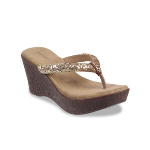 Mochi Gold-Toned Embellished Party Wedge Heels