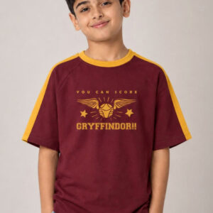Nap Chief Kids Unisex Harry Potter Gryffindor Printed Raglan Color Block T-Shirt