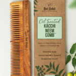 Nat Habit Kacchi Neem Dual Wooden Tooth Comb - Soaked in 17 Herbs & Oils for Frizz Control