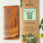 Nat Habit Kacchi Neem Wide Wooden Tooth Comb - Soaked in 17 Herbs & Oils for Hair Growth