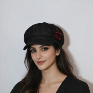 ODETTE Women Blue Solid Bakerboy Hat