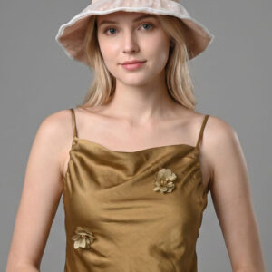 ODETTE Women Peach-Coloured Self Design Sun Hat