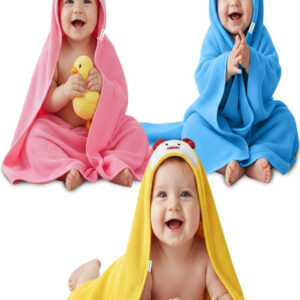 OyO Baby Assorted & Pink 3 Printed Cotton 225 GSM Ultra-Soft Baby Bath Towel