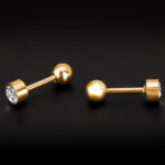 Peora Gold-Plated Stainless Steel Cubic Zirconia Contemporary Studs Earrings