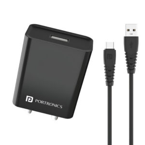 Portronics Adapto 62 C 2.4A 12W Fast Wall Charger With 1M Type C Cable BIS Certified