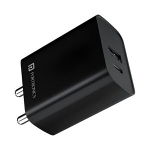 Portronics Unisex Adapto 70 33W Fast Charger Adapter with Dual Output (USB + Type C)