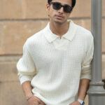Powerlook Men Self Design Long Sleeves Cable Knit Pullover